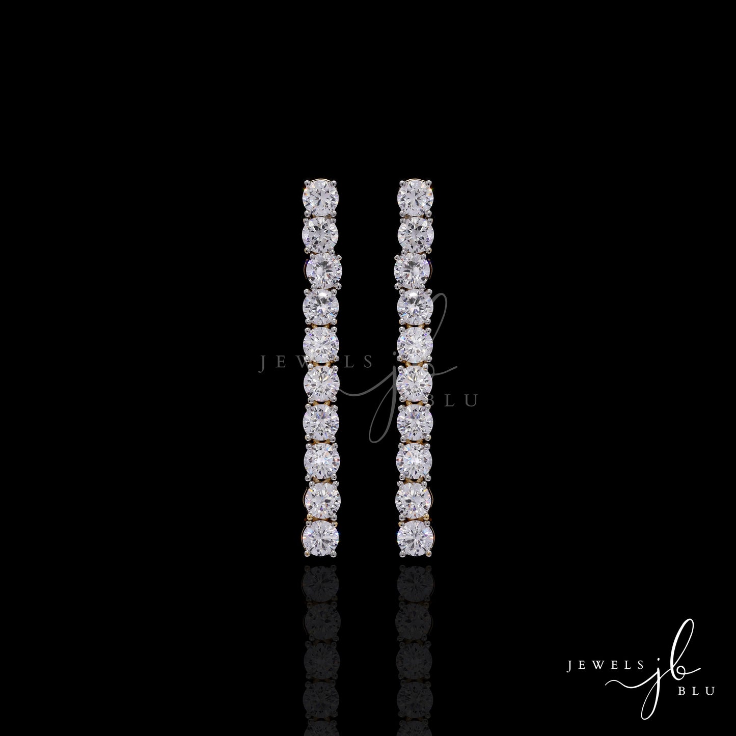 Premium 25 Pointer Gold Finish Solitaire Single Line Necklace Set with Earrings