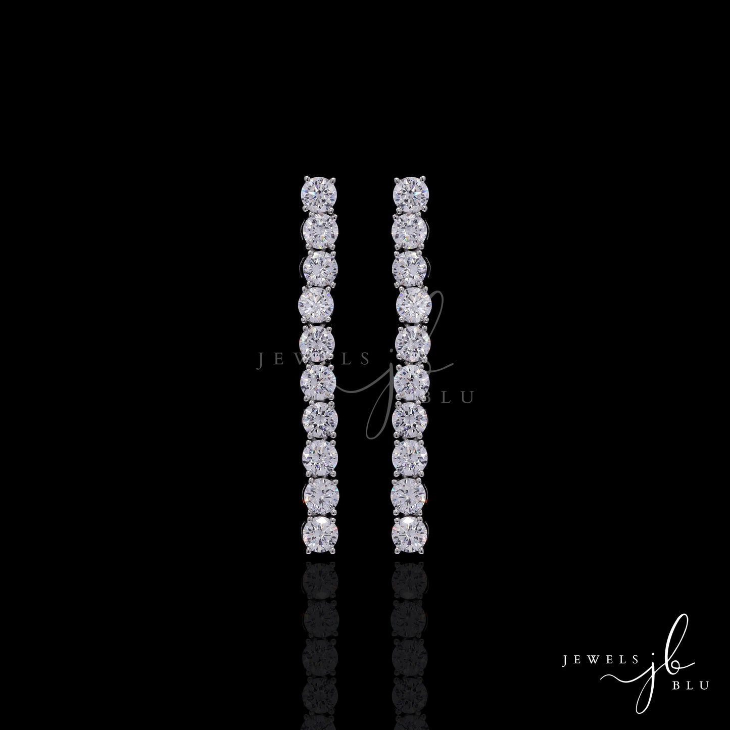 Classic Pointer Solitaire Single Line Necklace Set with Earrings