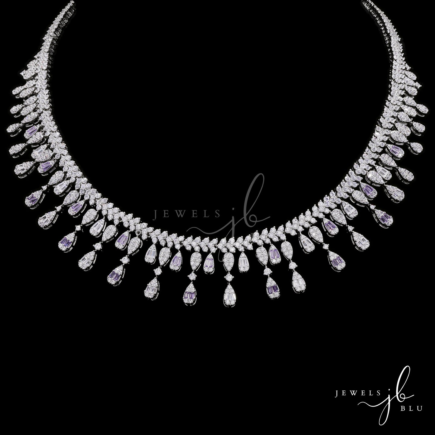 Premium Drop Octa Setting Nora Necklace Set with Amethyst Detailing