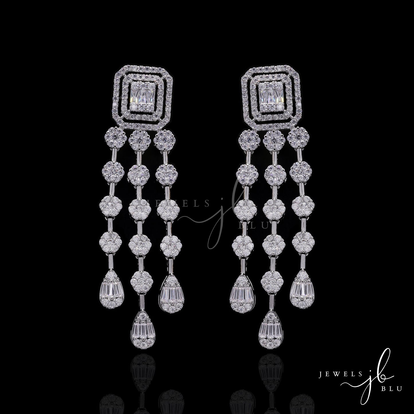 Premium Double Layered Pressure Setting Drop Dora Necklace Set with Earrings