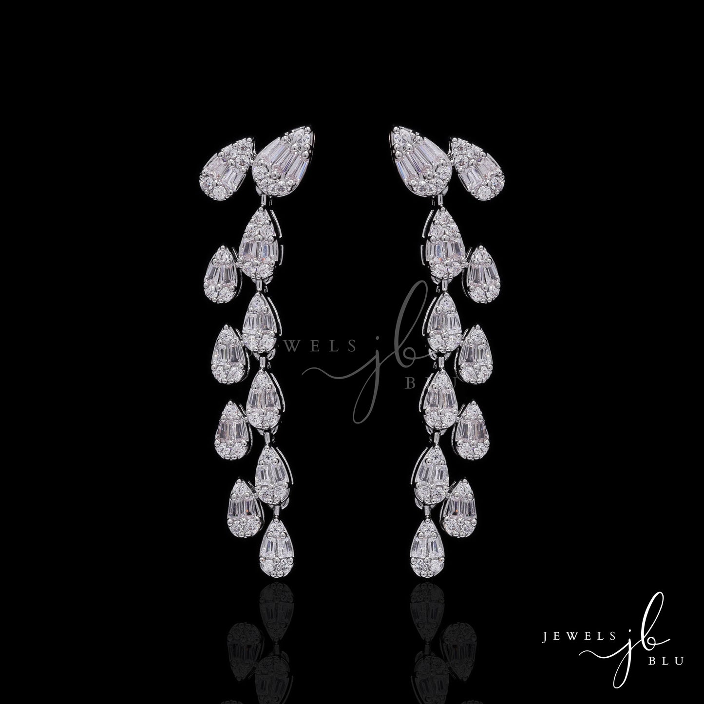 Premium Drop Shaped Octa Pressure Setting Necklace Set with Earrings.