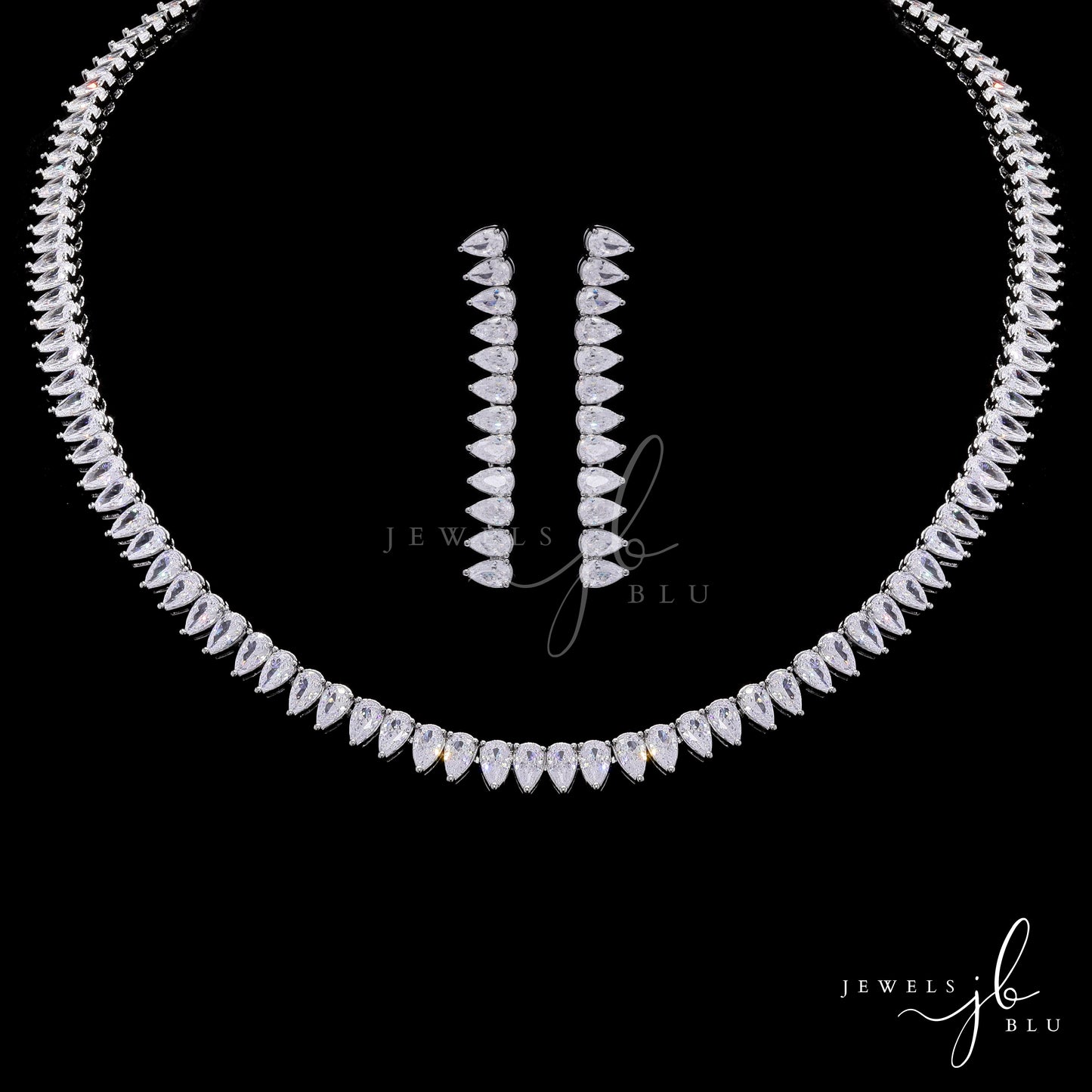 Premium 50 Pointer Drop Solitaire Marky Necklace Set with Earrings