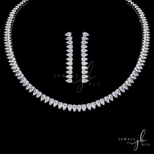 Premium 50 Pointer Drop Solitaire Marky Necklace Set with Earrings