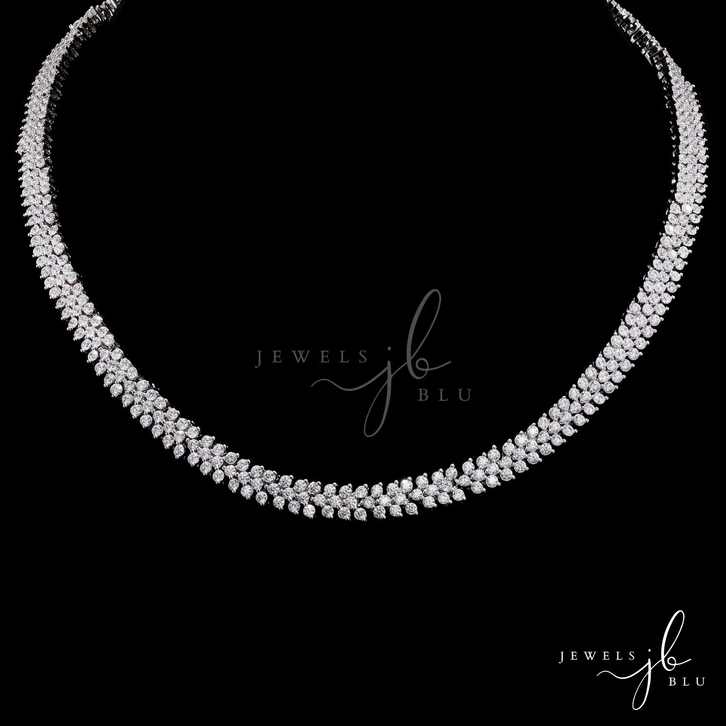 Three Line Mini Classic Solitaire Nyssa Necklace Set with Earrings