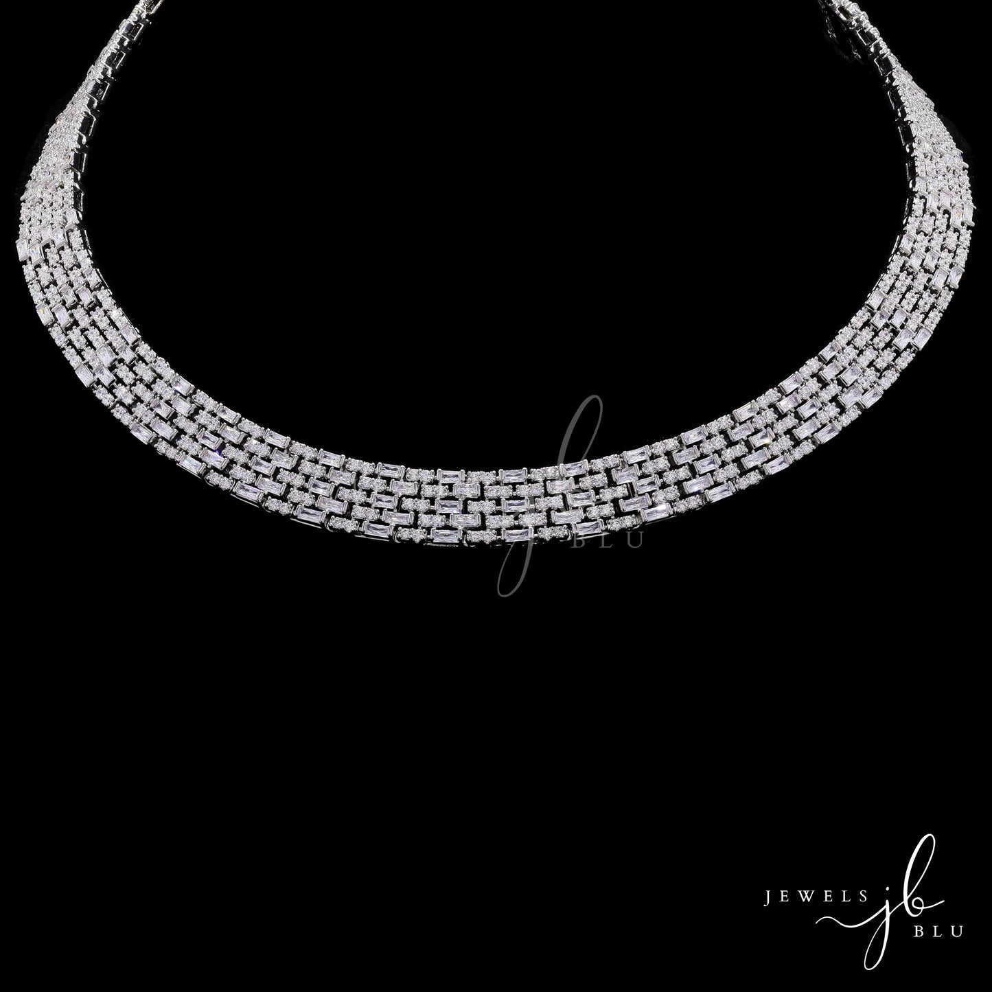 Premium Italian Baguette Setting Helina Festive Necklace Set with Earrings