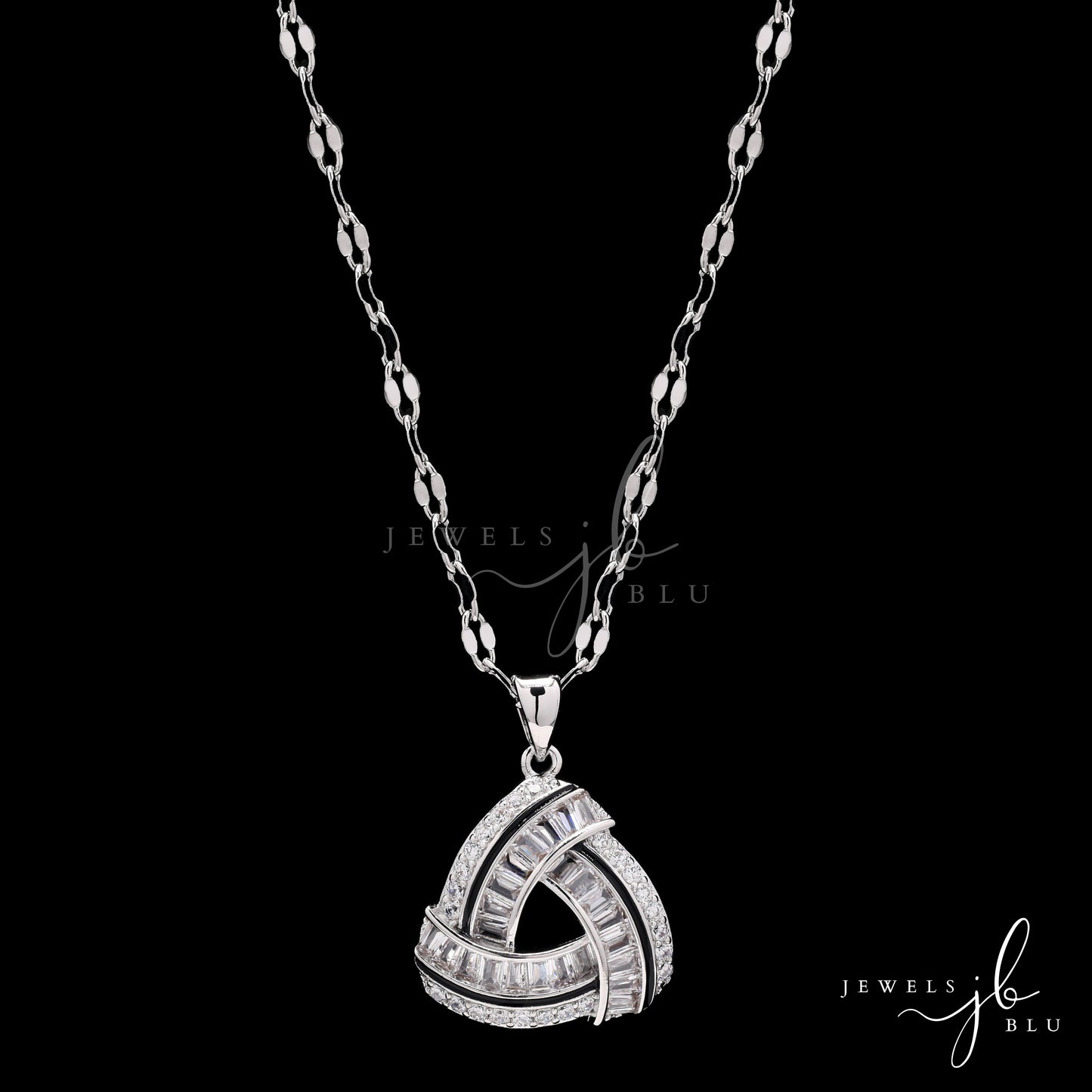 Curvy Diamond Baguette Pendant Set