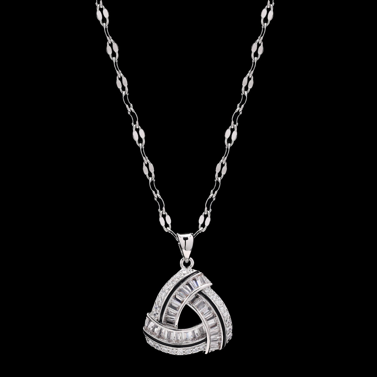 Curvy Diamond Baguette Pendant Set