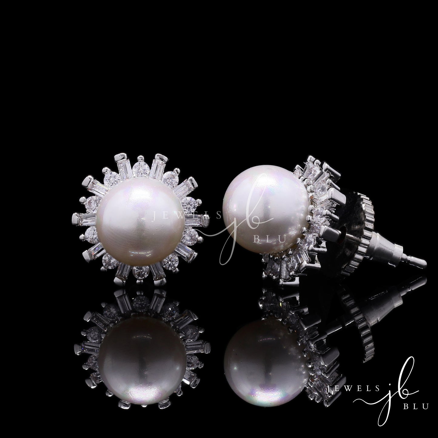 Starry Lisa Fresh Water Pearl Studs with American Diamonds