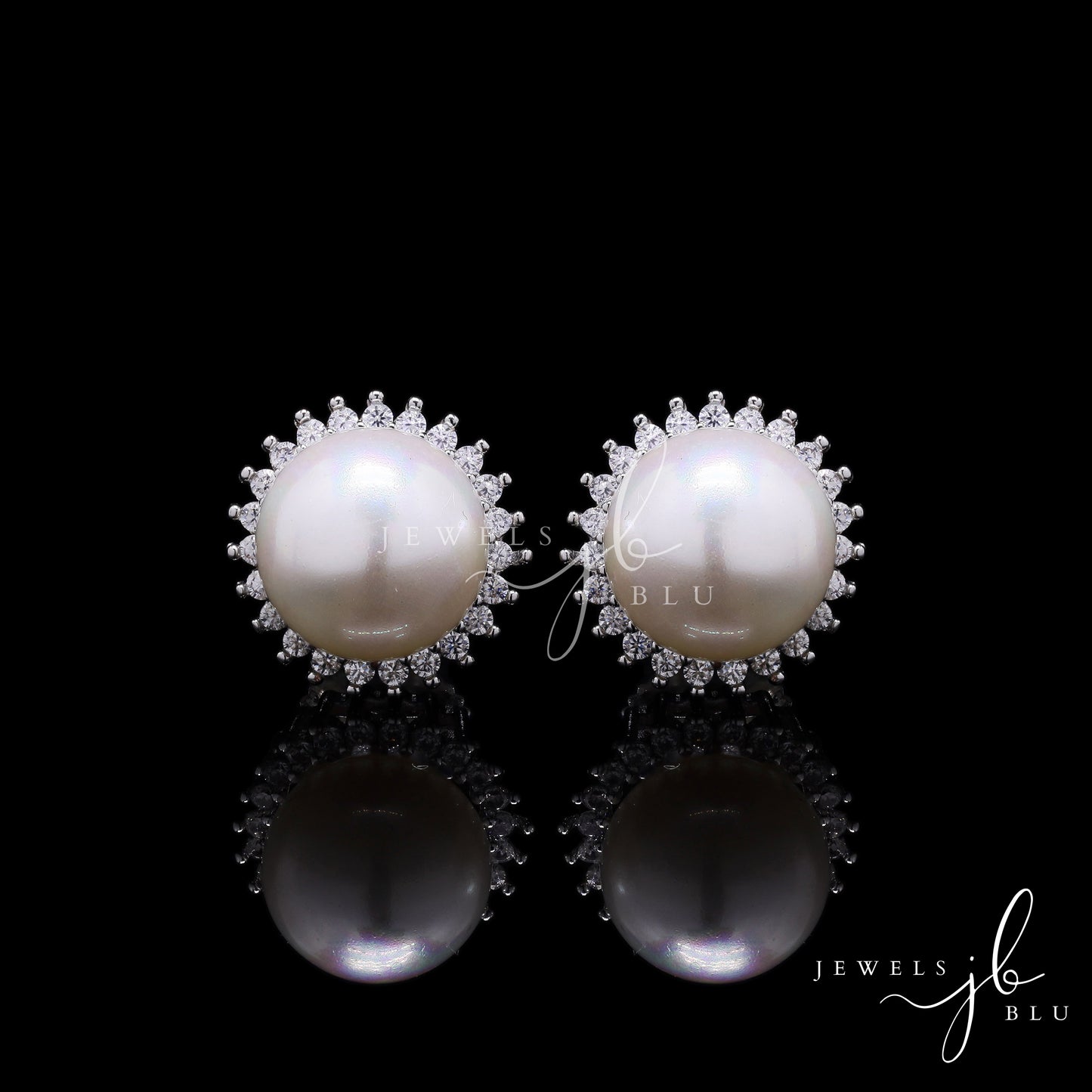 Danita Fresh Water Pearl Studs with American Diamonds