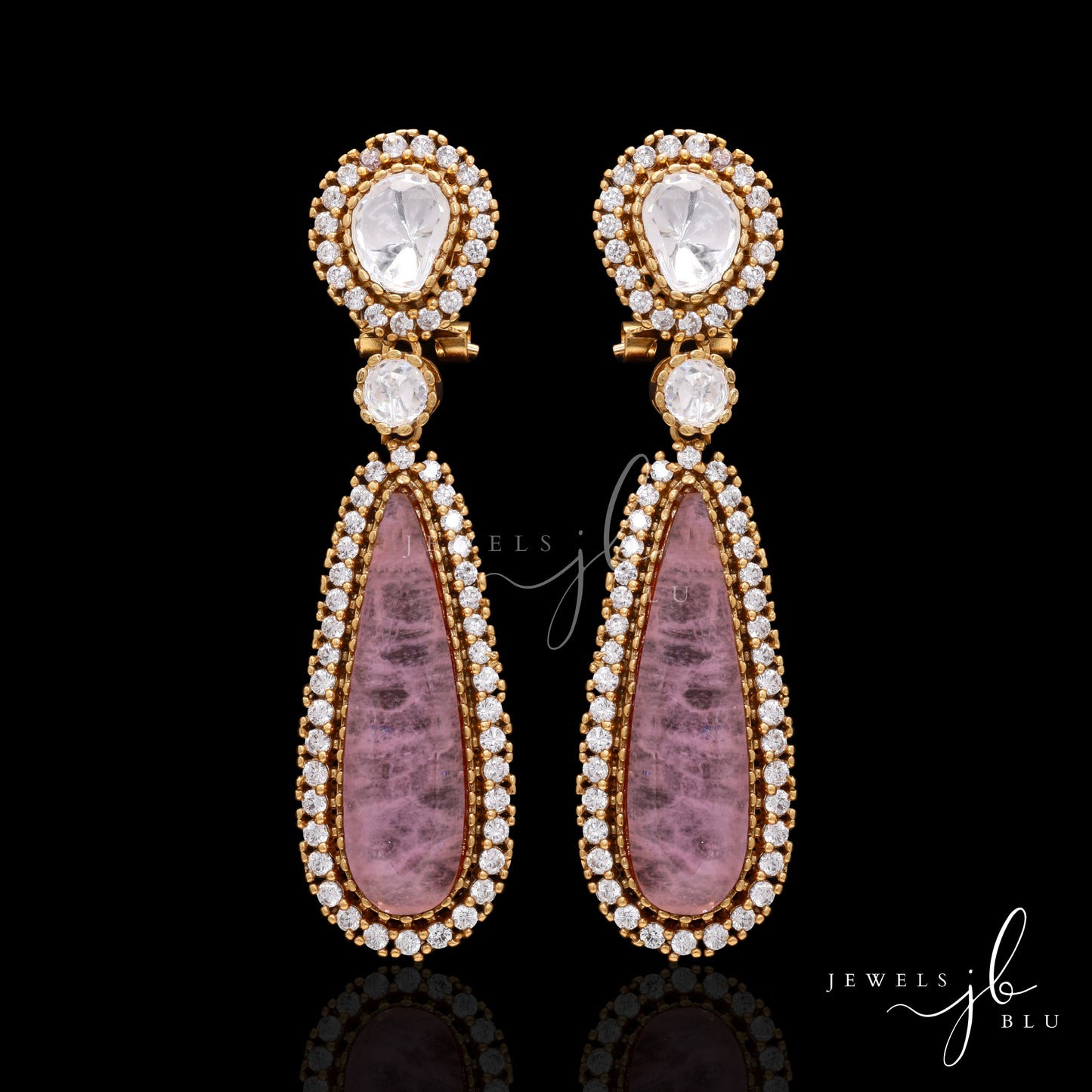 Pink Polki Diamond Athiya Earrings