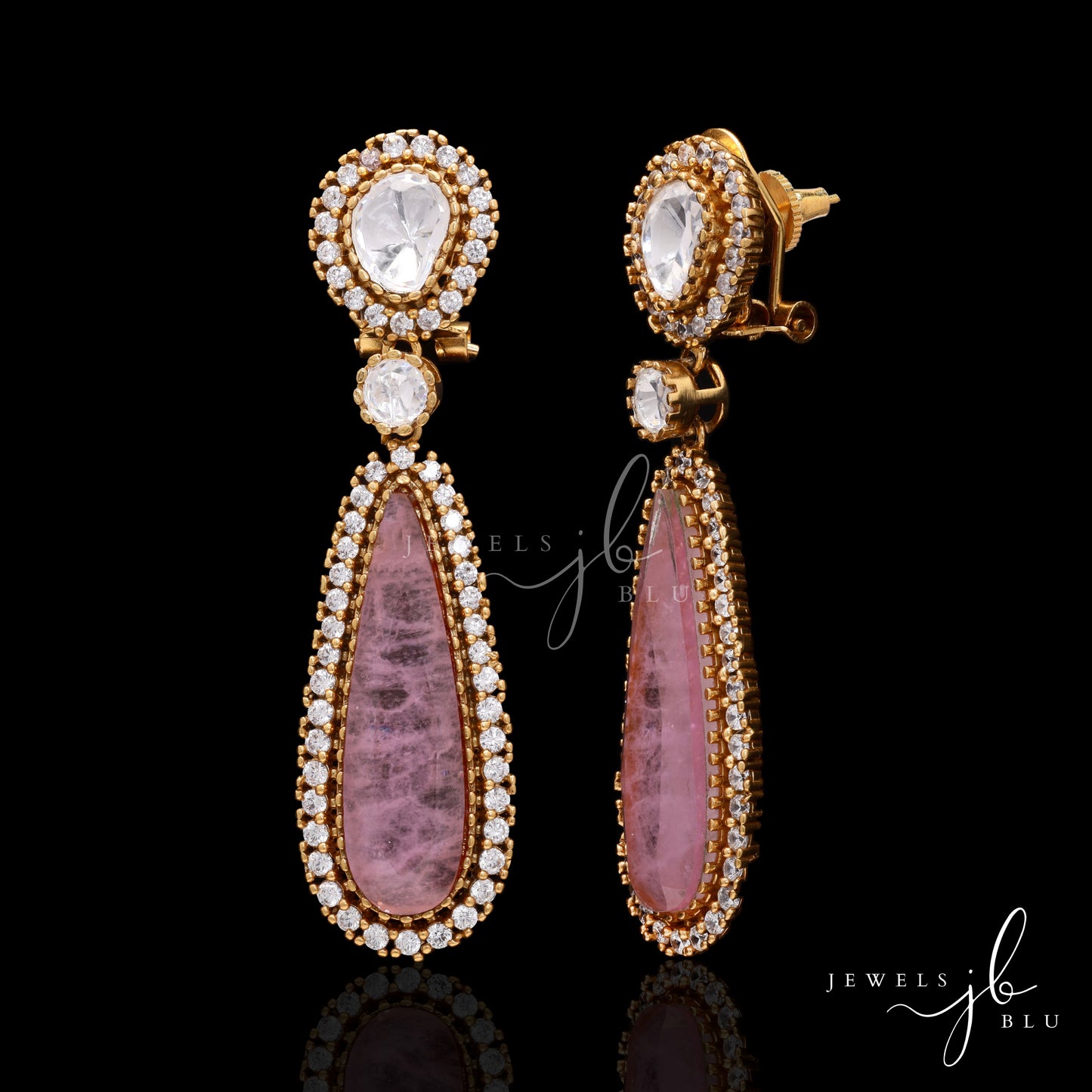 Pink Polki Diamond Athiya Earrings