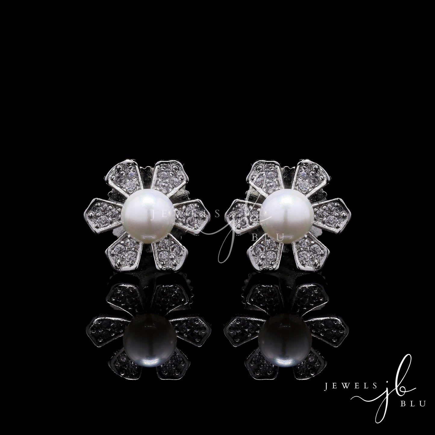 Fresh Water Pearl American Diamond Lily Studs