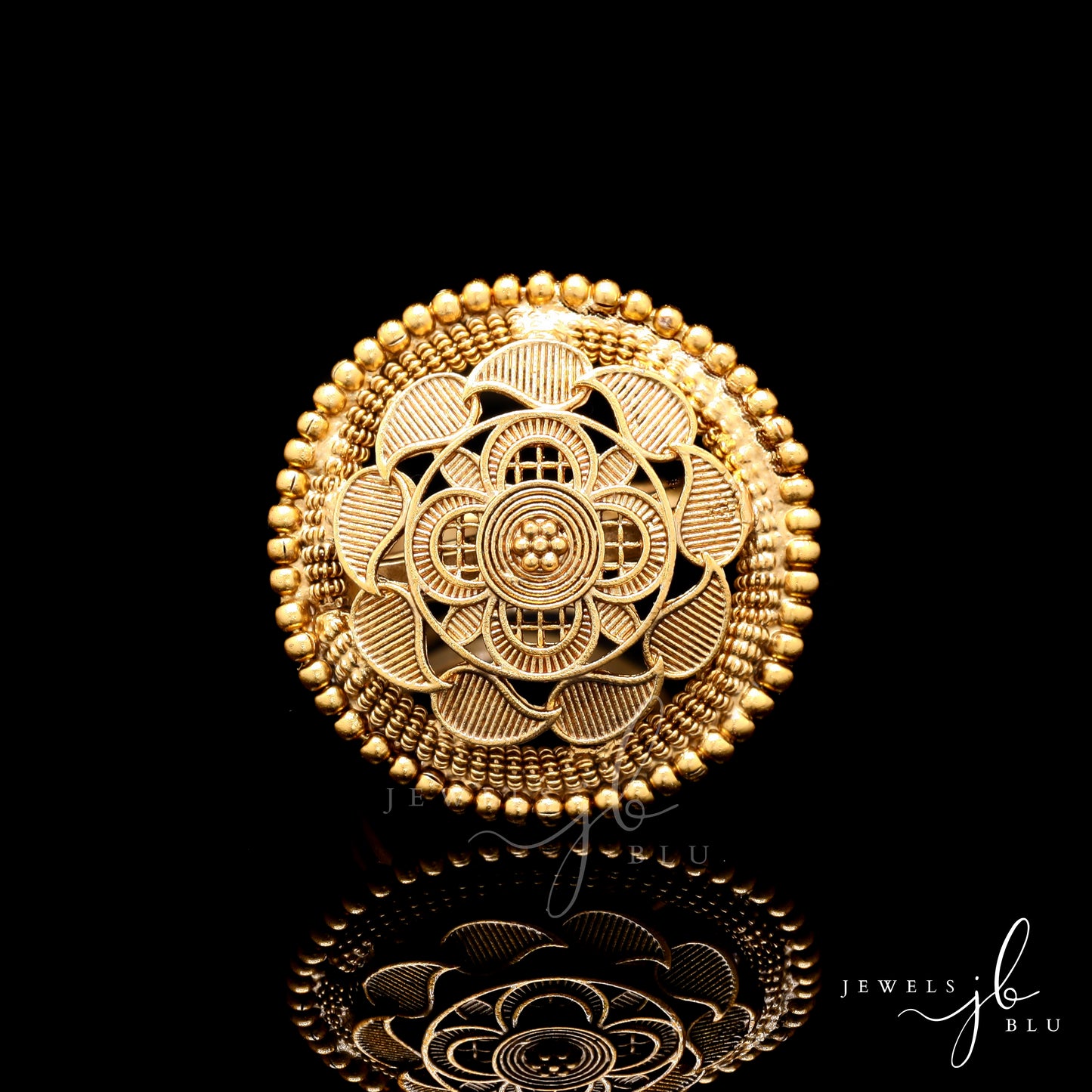 Classic Gold Finish Ambala Adjustable Ring