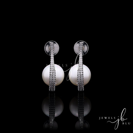 Aninda Fresh Water Pearl and American Diamond Anti Tarnish Studs