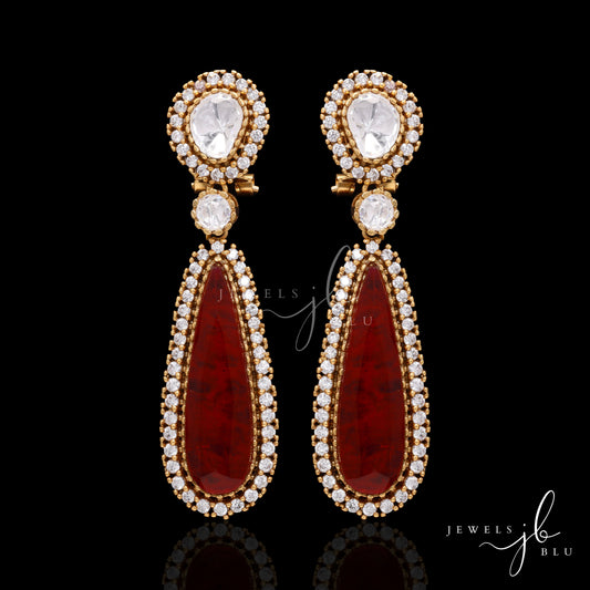 Red Polki Diamond Athiya Ethnic Earrings