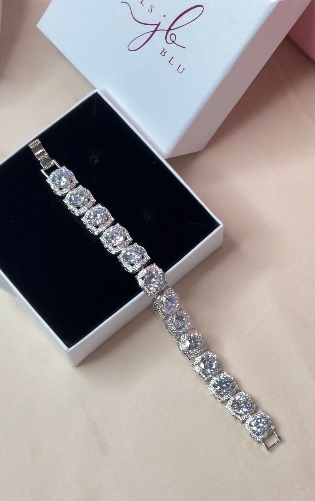 Elora American Diamond Solitaire Statement Bracelet.