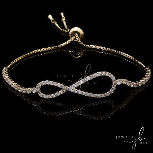 Gold Finish Adjustable Infinity American Diamond Bracelet