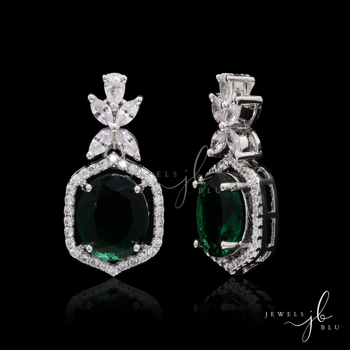 Hydro Emerald and American Diamond Party Earrings