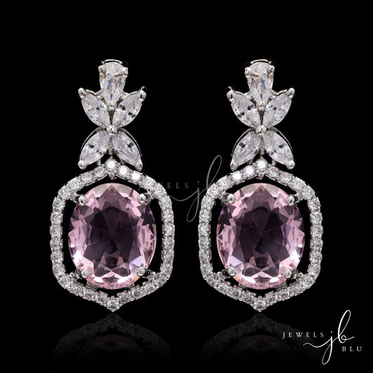 Hydro Ruby and American Diamond Party Earrings