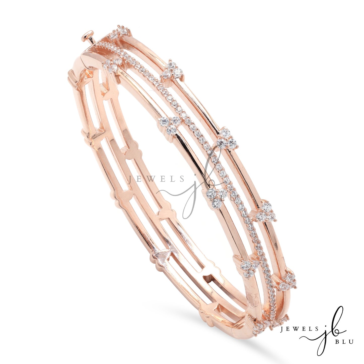 Three Line Premium Rose Gold Finish Trinity Openable Bracelet