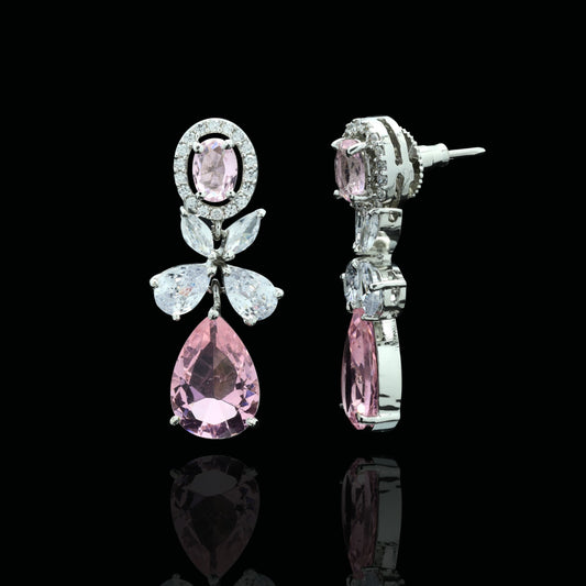 Alloha Diamond Pink Crystal Diva Danglers Earrings
