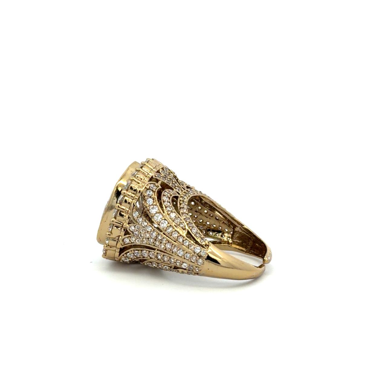 Hand Carved Antique Gold Finish Statement Polki Adjustable Ring for Women
