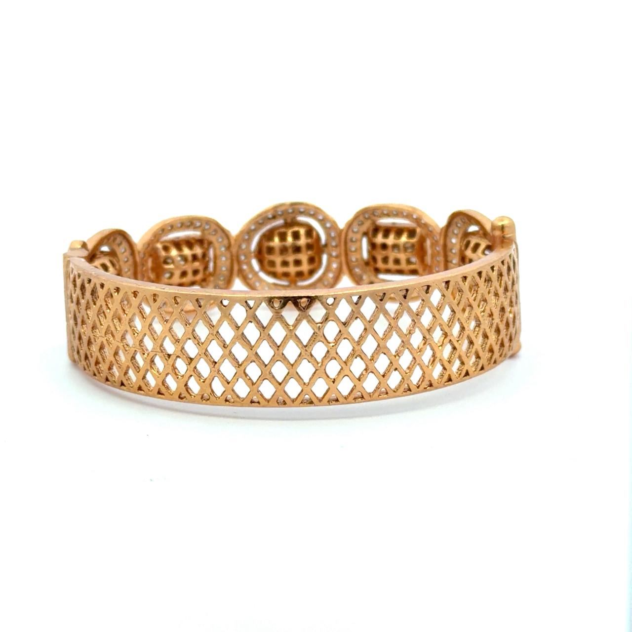 Gold Finish Multi Shape Polki Broad Openable Kada Bracelet for Women