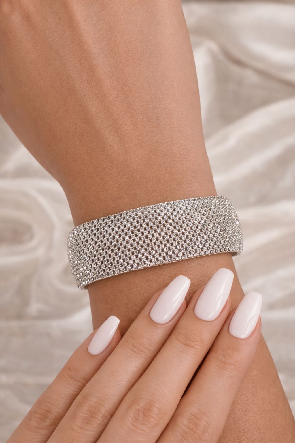 Premium Micro Setting Broad Diamond Openable Womens Bracelet