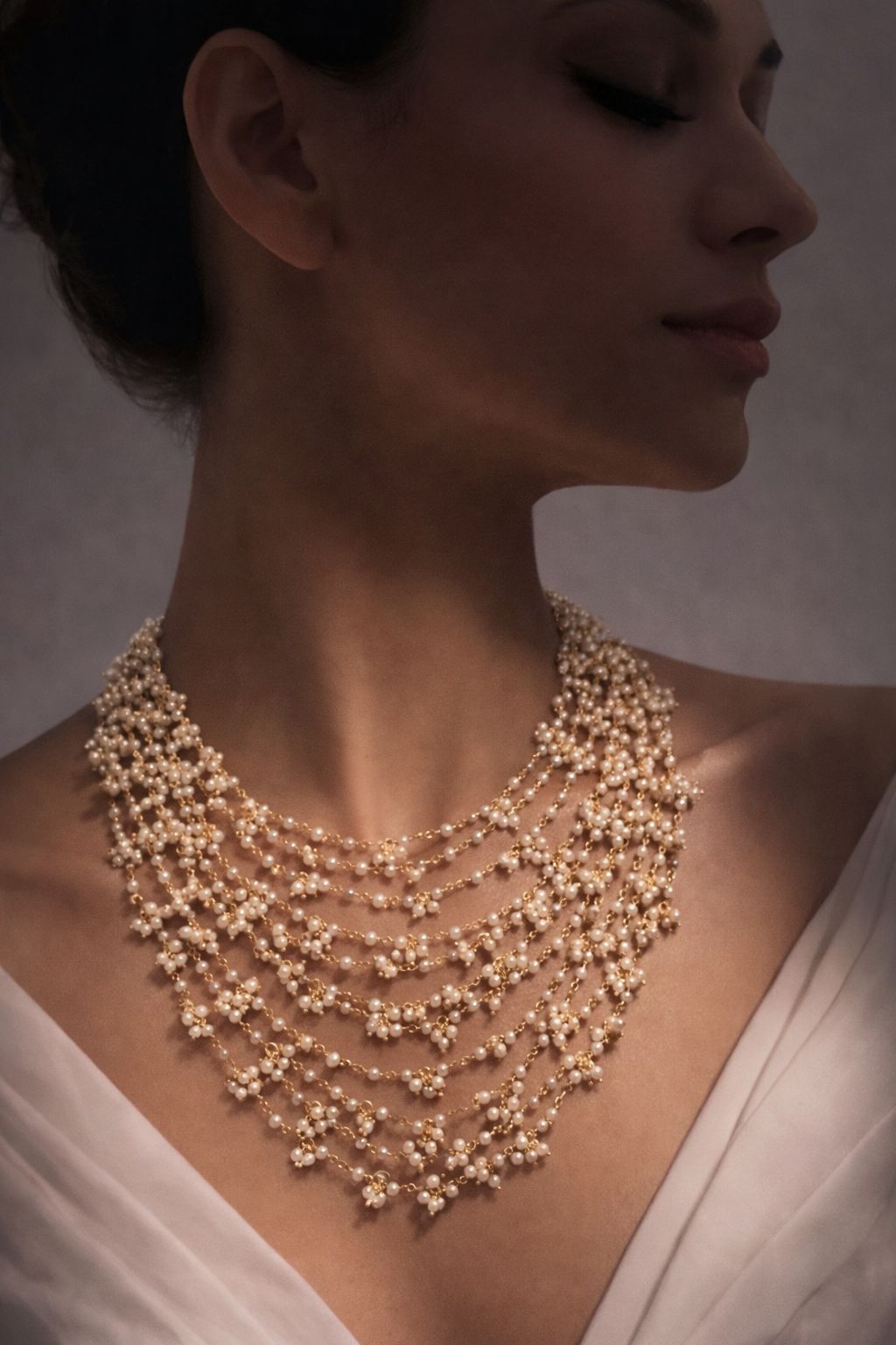 Premium Multi Layered Pearl Blanket Moti Haar Necklace For Women