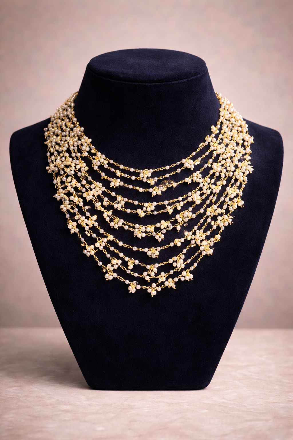 Premium Multi Layered Pearl Blanket Moti Haar Necklace For Women
