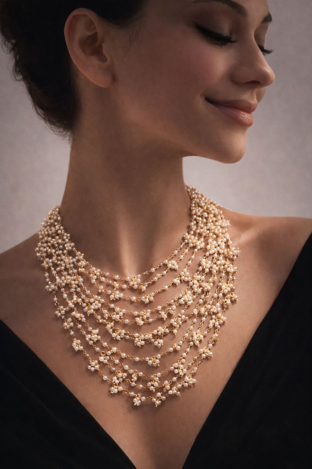 Premium Multi Layered Pearl Blanket Moti Haar Necklace For Women