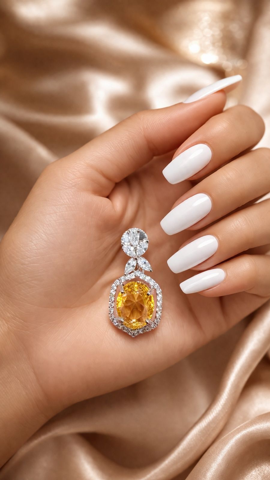 Premium Oval Yellow Diamond Women's Party Cocktail Earrings