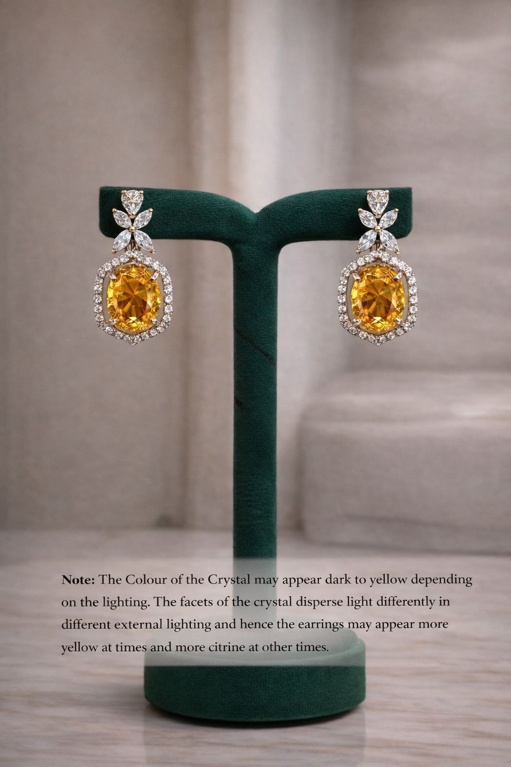 Premium Oval Yellow Diamond Women's Party Cocktail Earrings