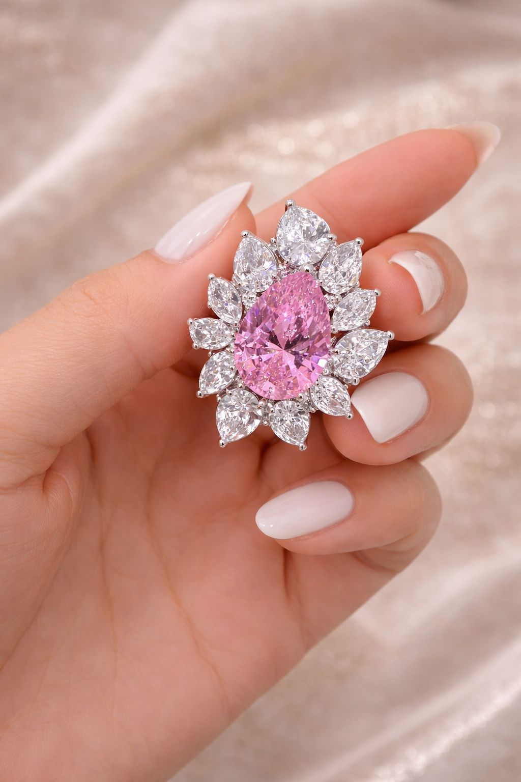 Premium Pink Drop Diamond and Multi Solitaire Statement Party Stud Earrings for Women
