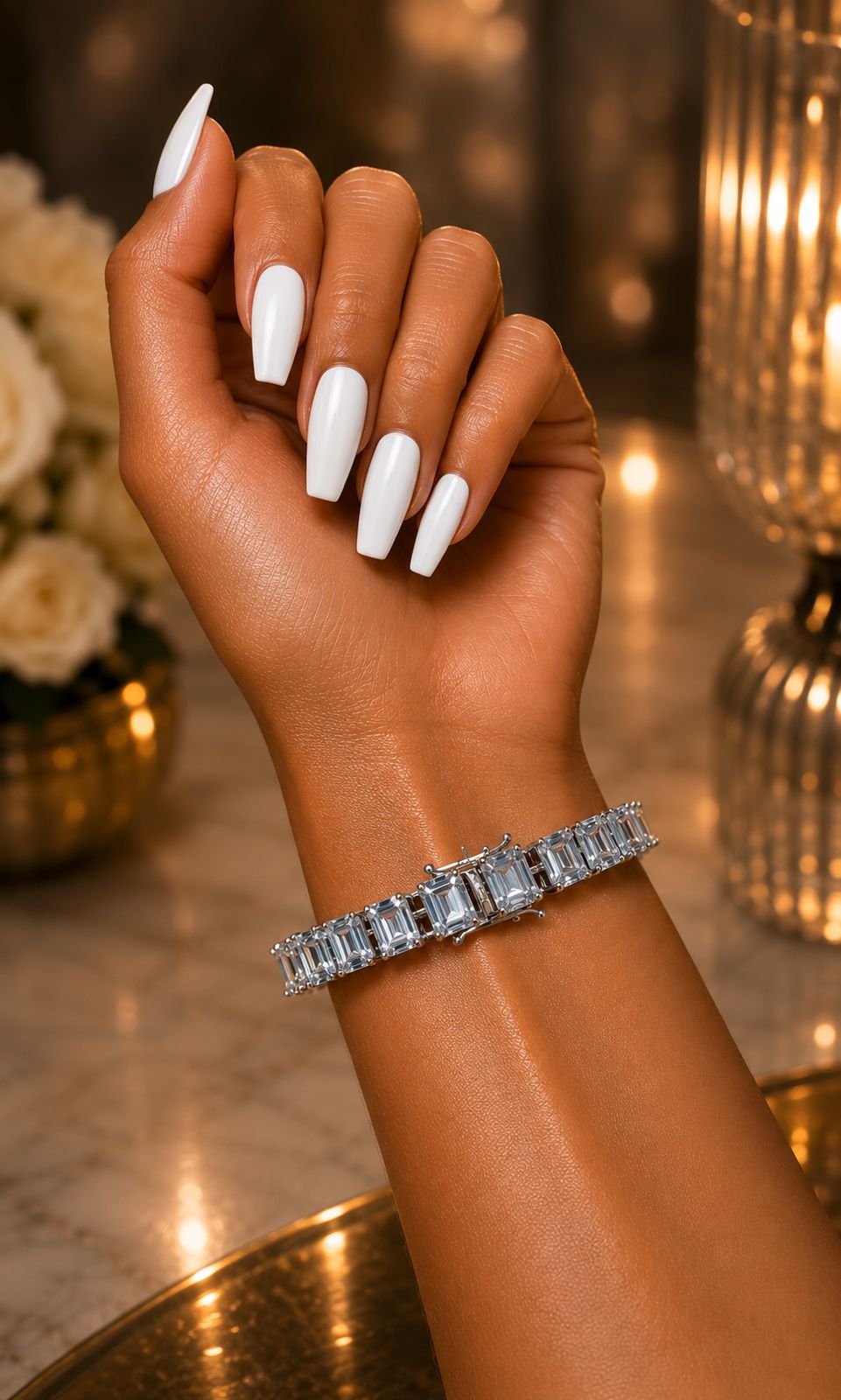 Emerald Cut Diamond Solitaire Anti Tarnish Tennis Bracelet for Women