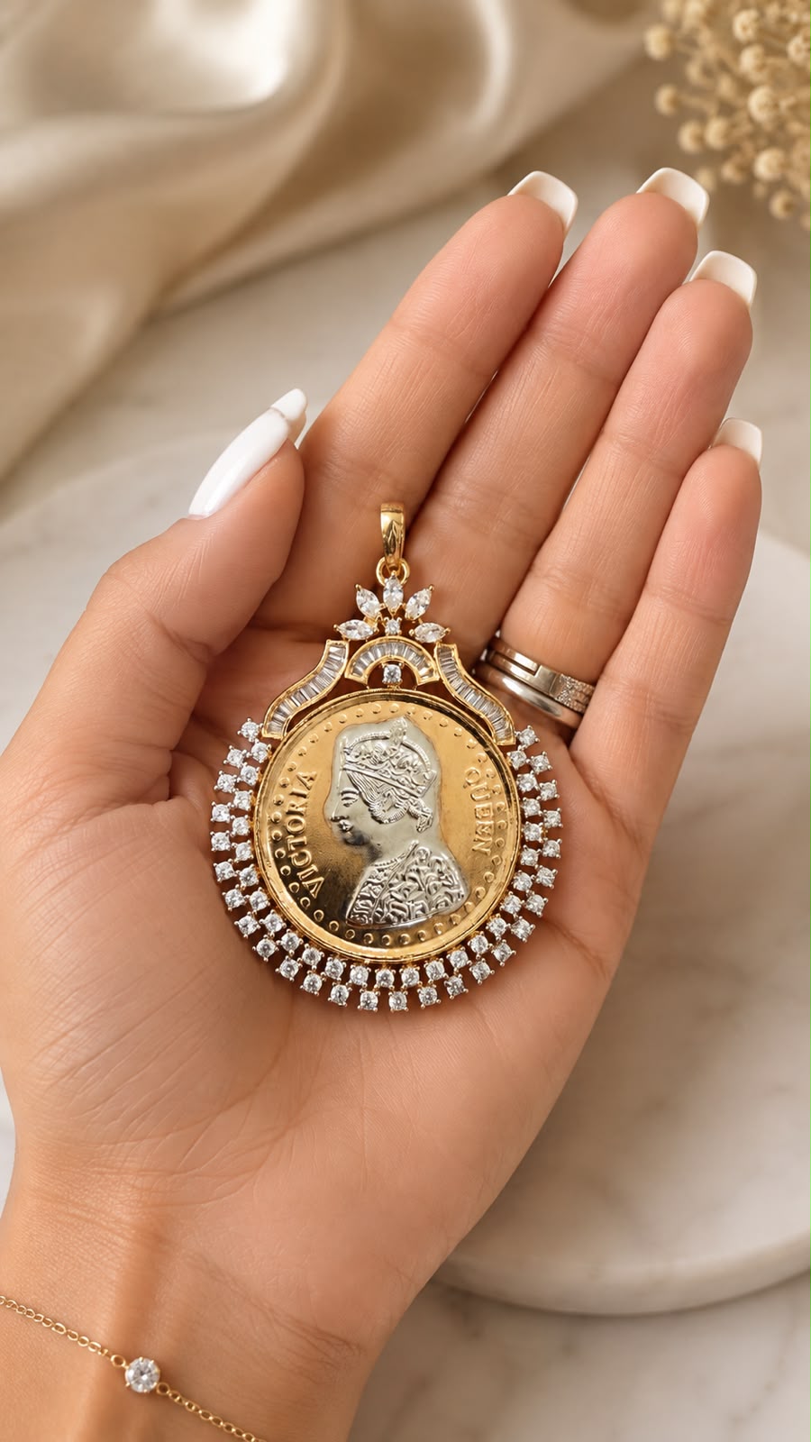 Gold Coin Gold Finish Ginni Pendant