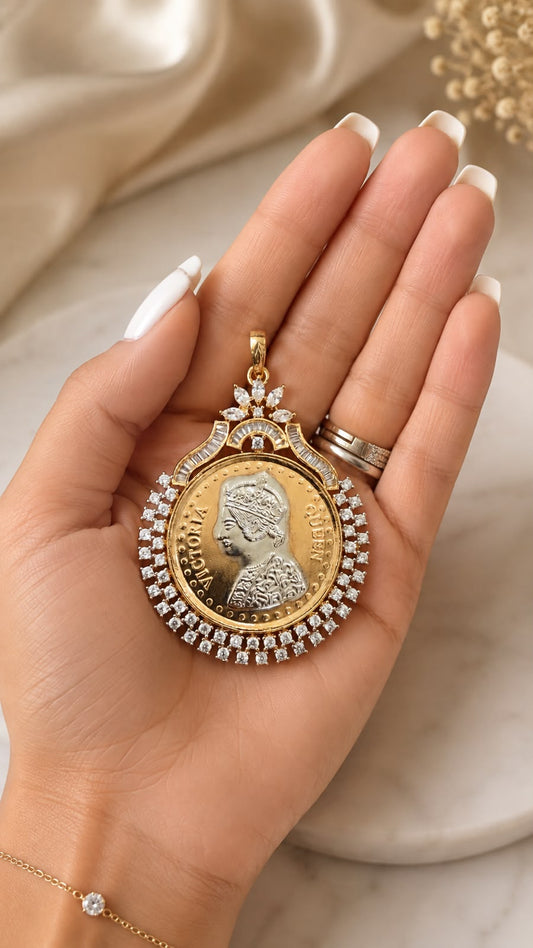 Gold Coin Gold Finish Ginni Pendant