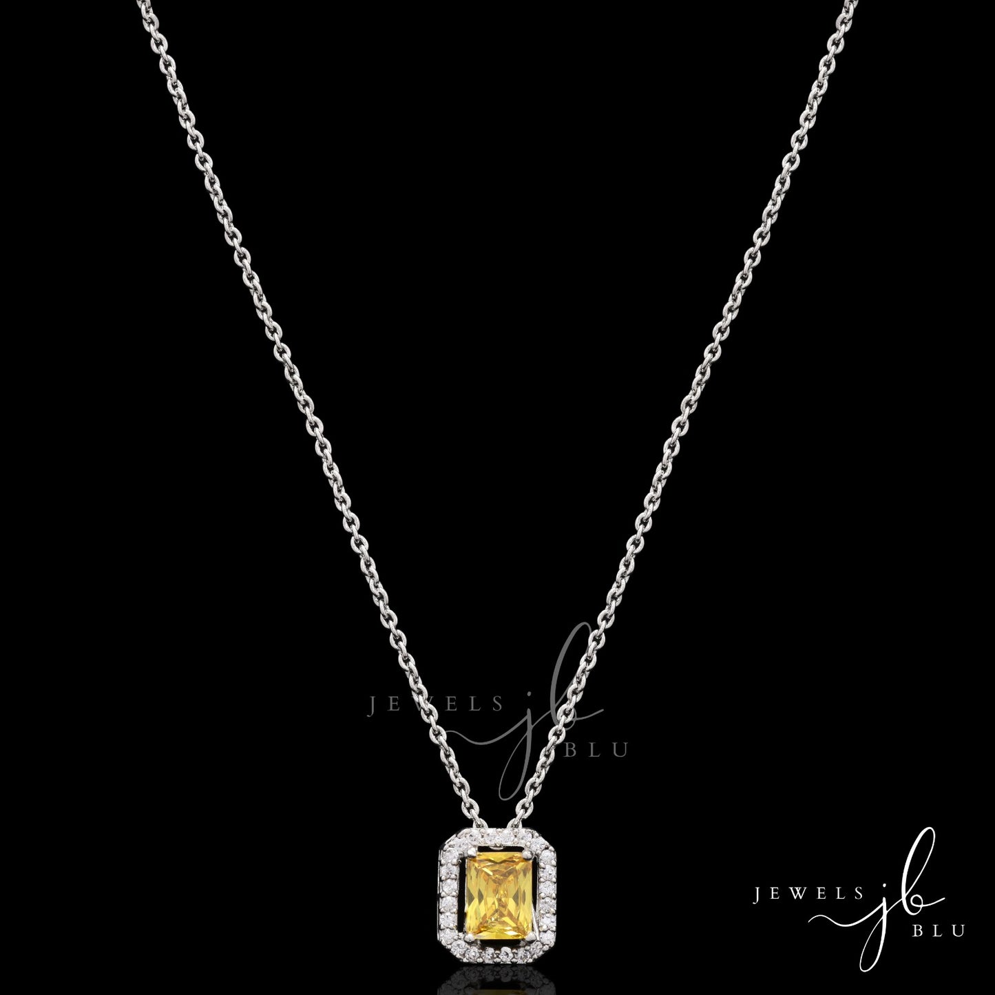 Yellow Sapphire American Diamond Daisy Pendant Set