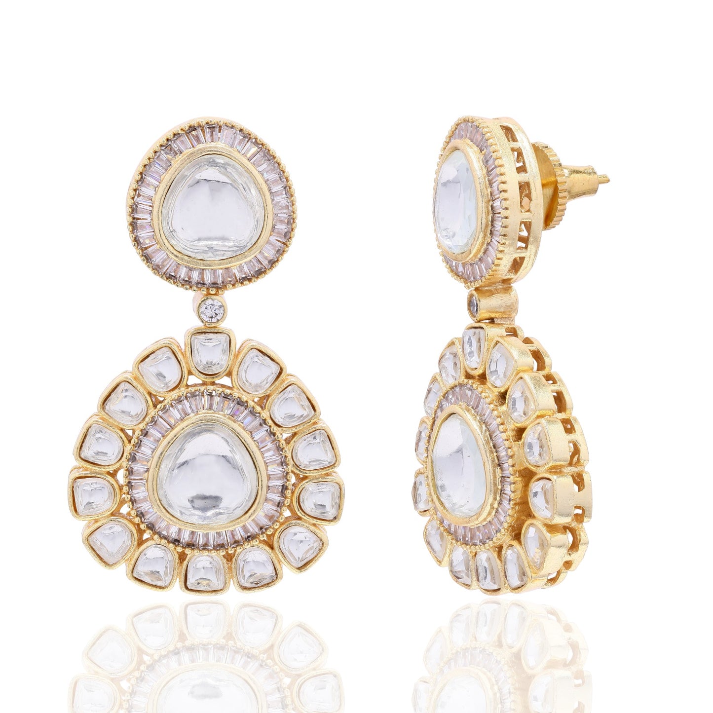 Gold Finish Naveli Polki Diva Earrings