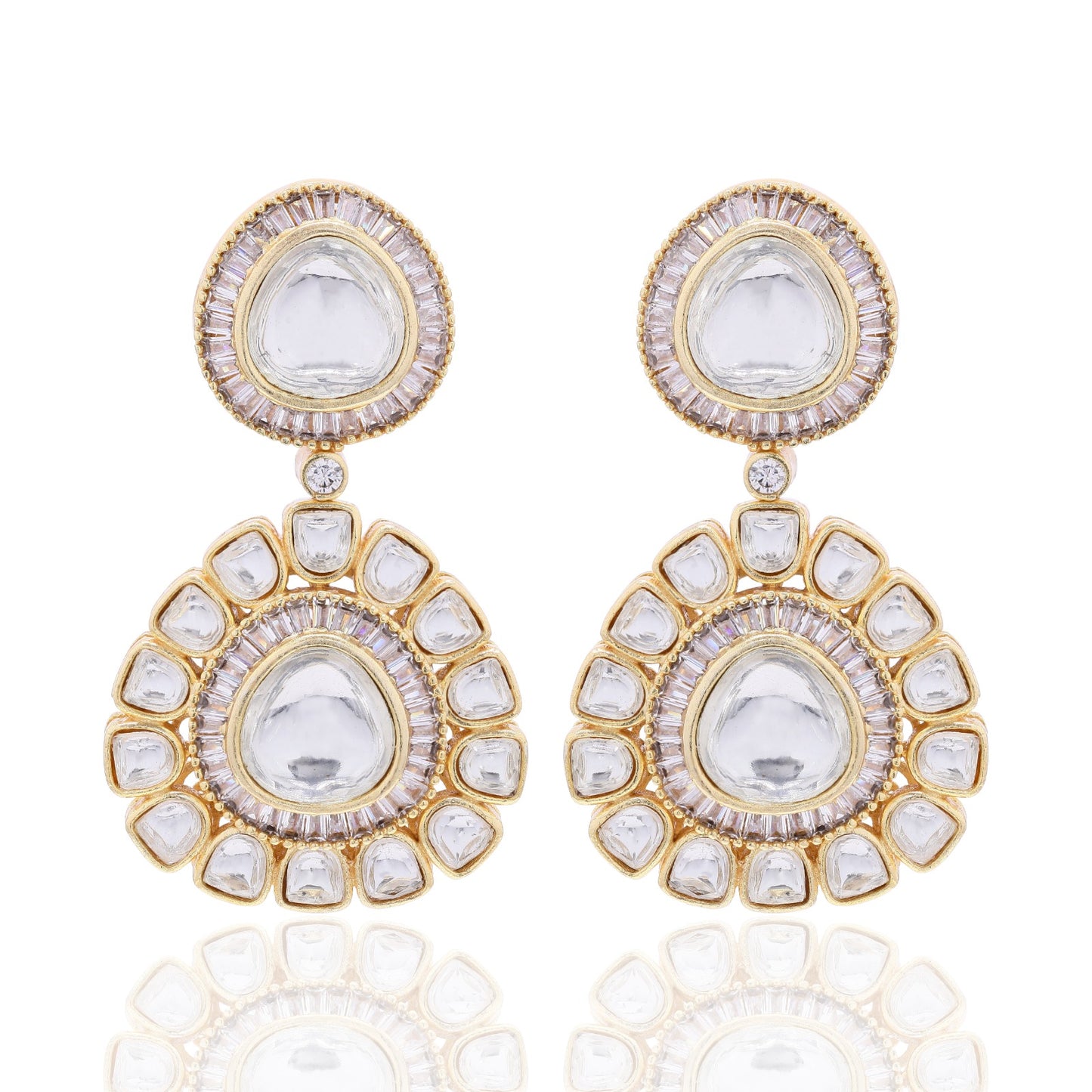 Gold Finish Naveli Polki Diva Earrings