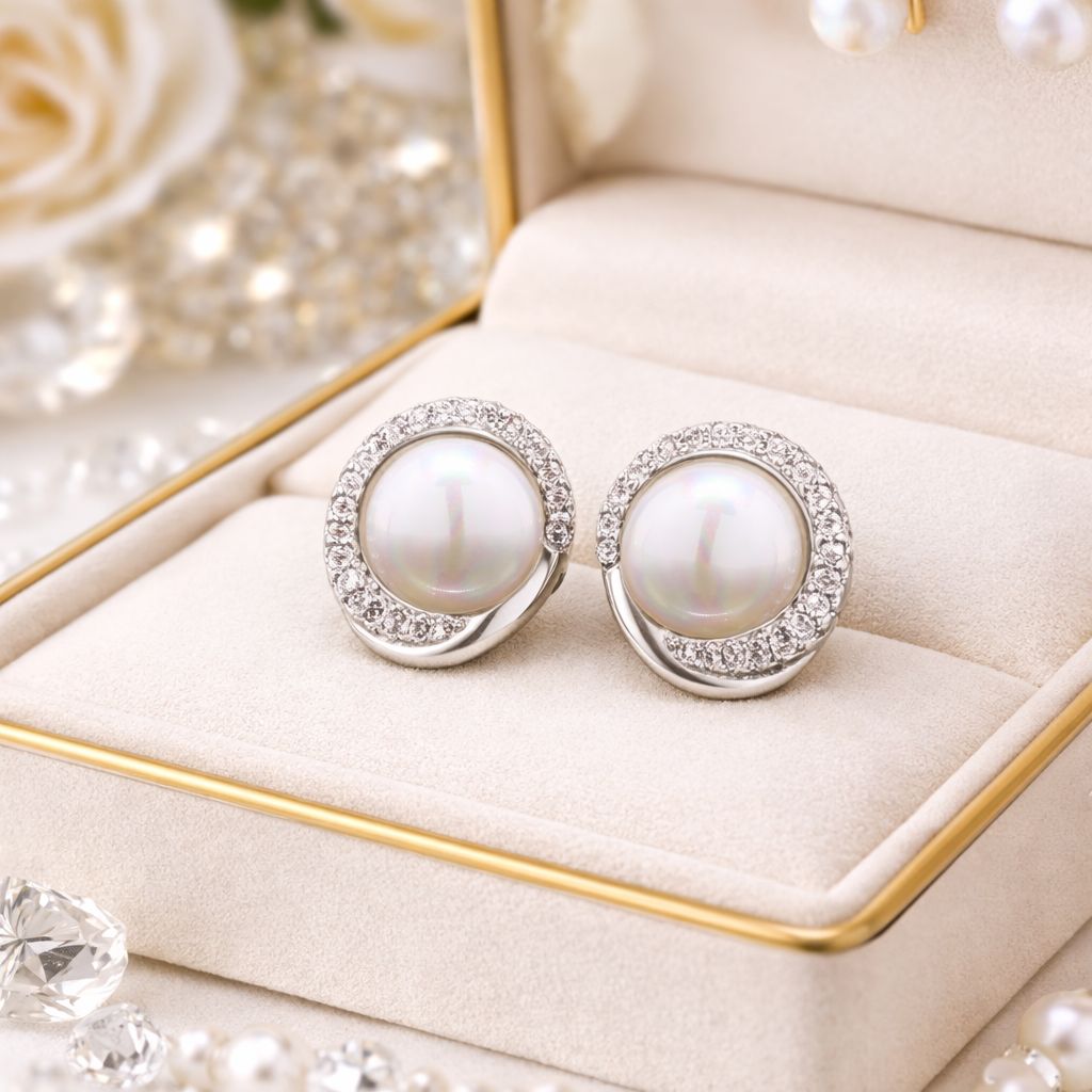 American Diamond Georgia Fresh Water Pearl Studs