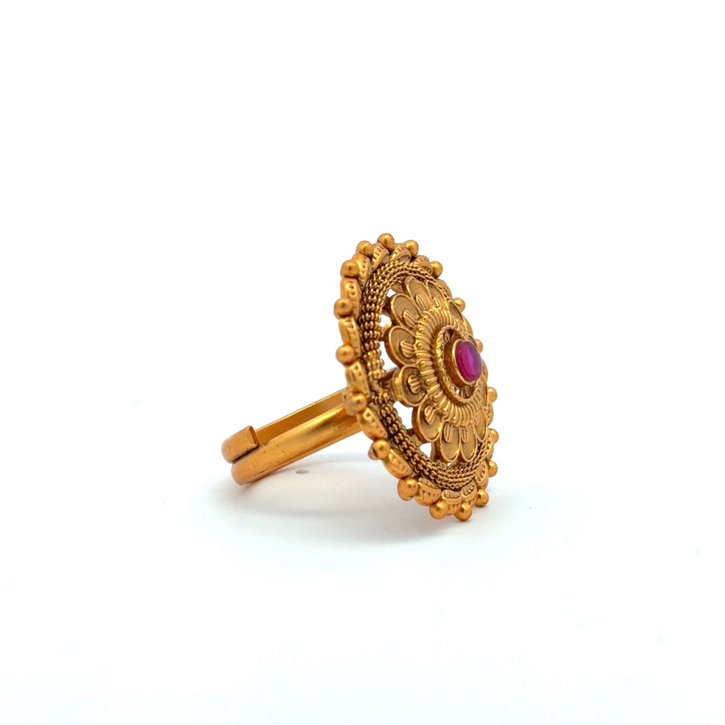 Kumari Gold Finish Traditional Adjustable Ring (Fits All Sizes )
