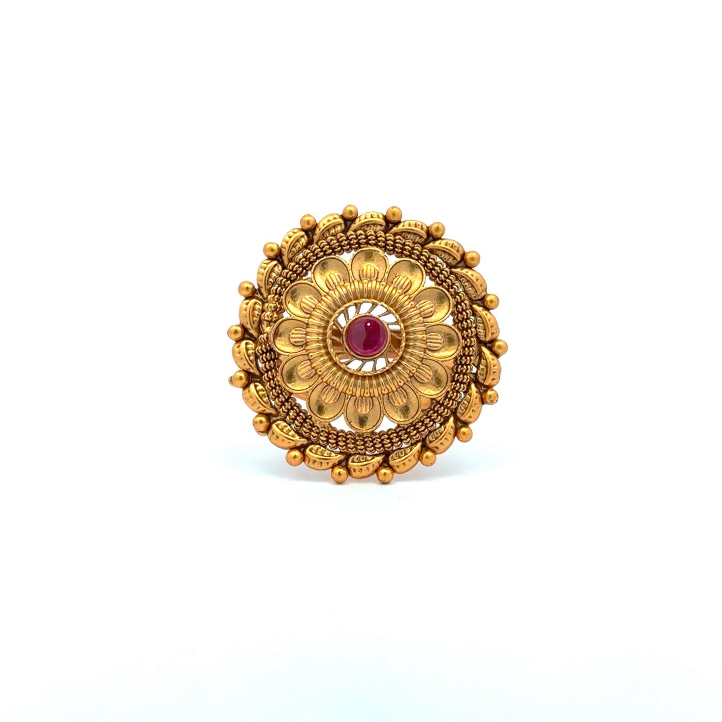 Kumari Gold Finish Traditional Adjustable Ring (Fits All Sizes )