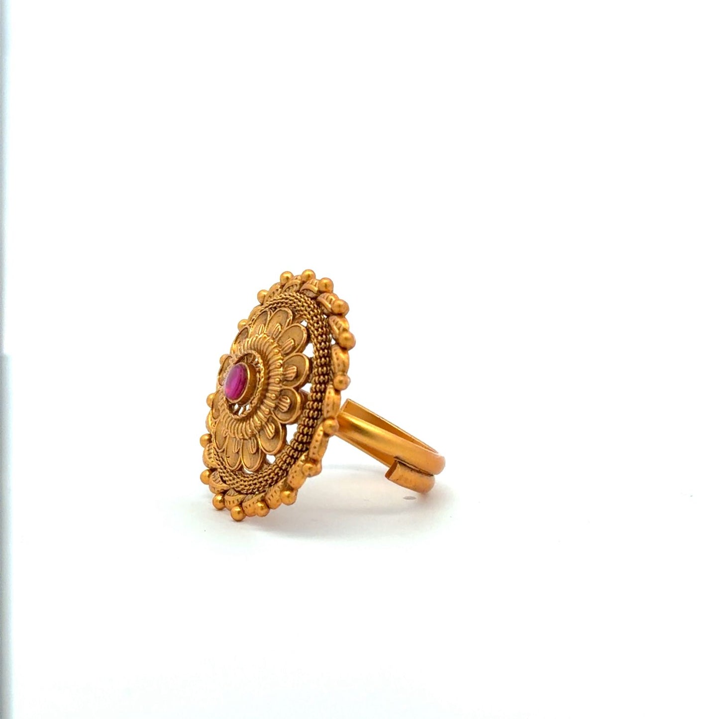 Kumari Gold Finish Traditional Adjustable Ring (Fits All Sizes )