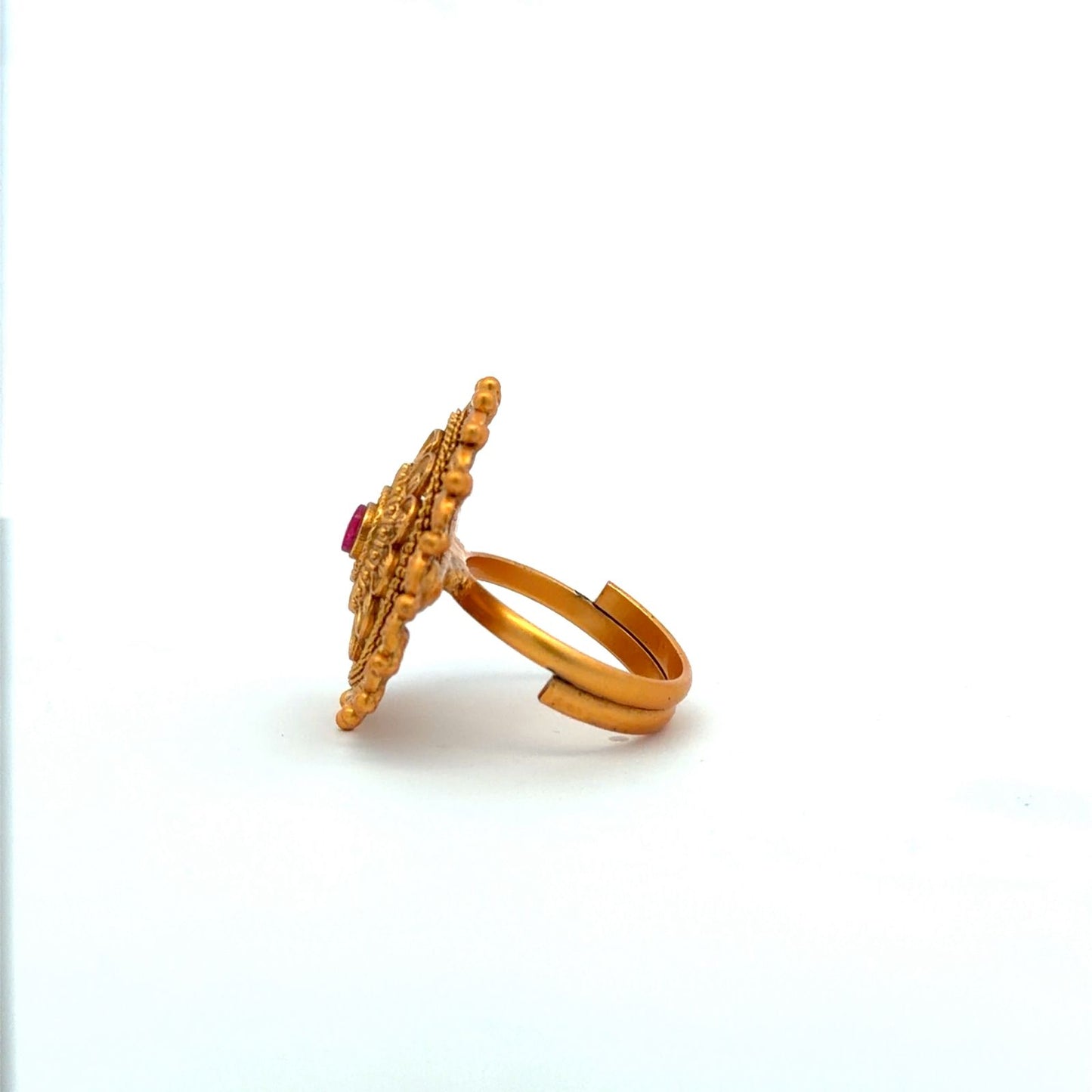 Kumari Gold Finish Traditional Adjustable Ring (Fits All Sizes )