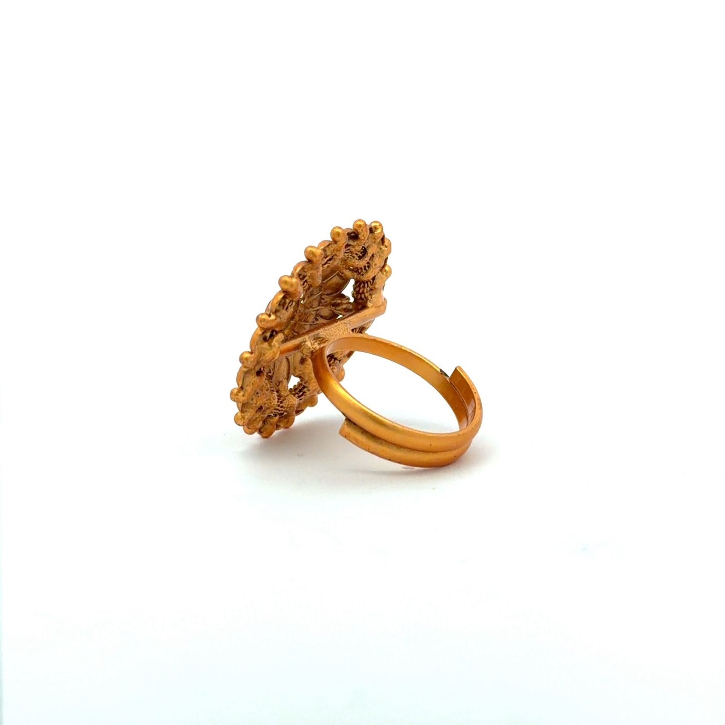 Kumari Gold Finish Traditional Adjustable Ring (Fits All Sizes )