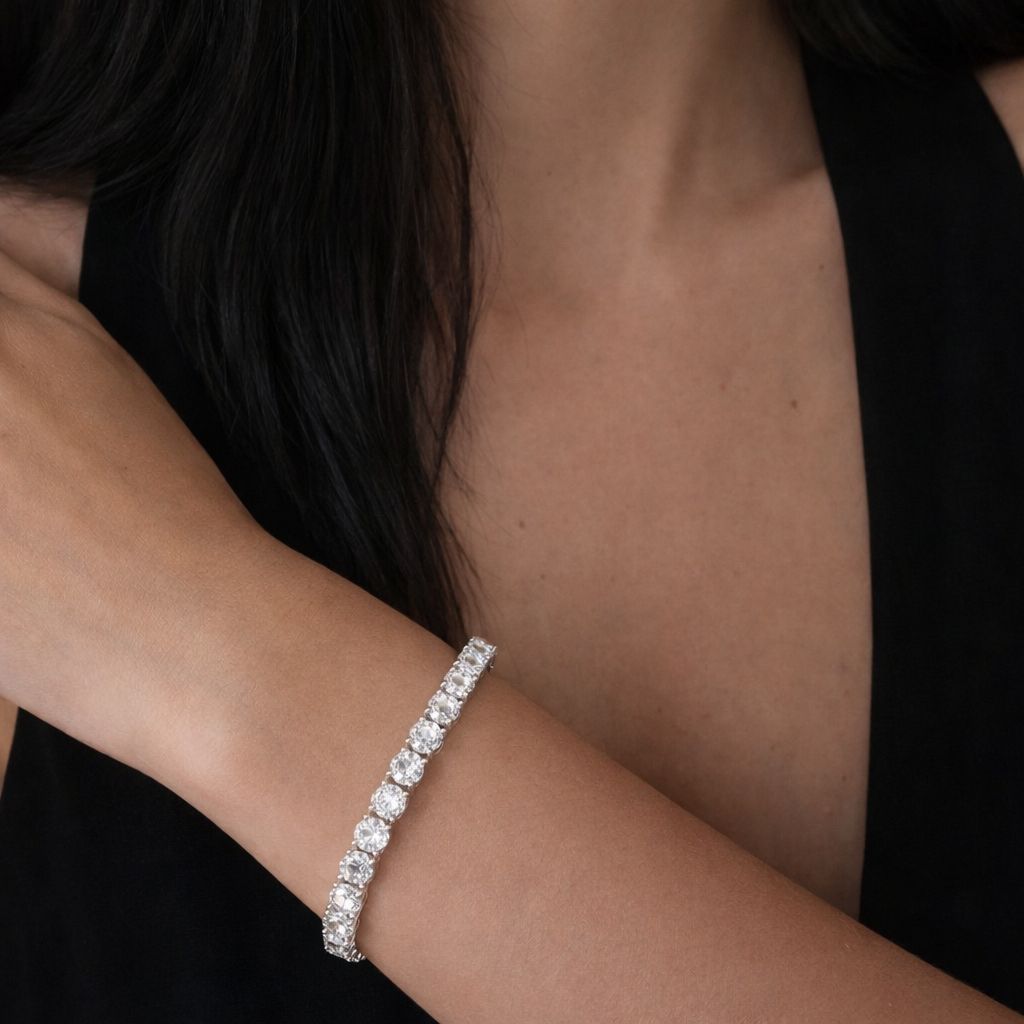 50 Pointer American Diamond Solitaire Classic Anti Tarnish Tennis Bracelet
