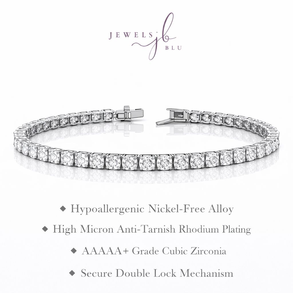 10 Pointer American Diamond Solitaire Classic Anti Tarnish Tennis Bracelet