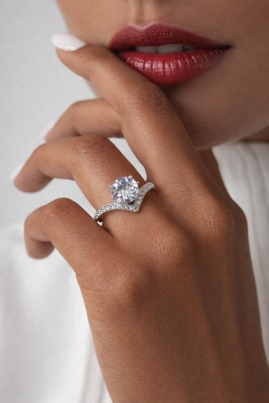 American Diamond Adjustable Ocean Solitaire Ring (Fits All Sizes)