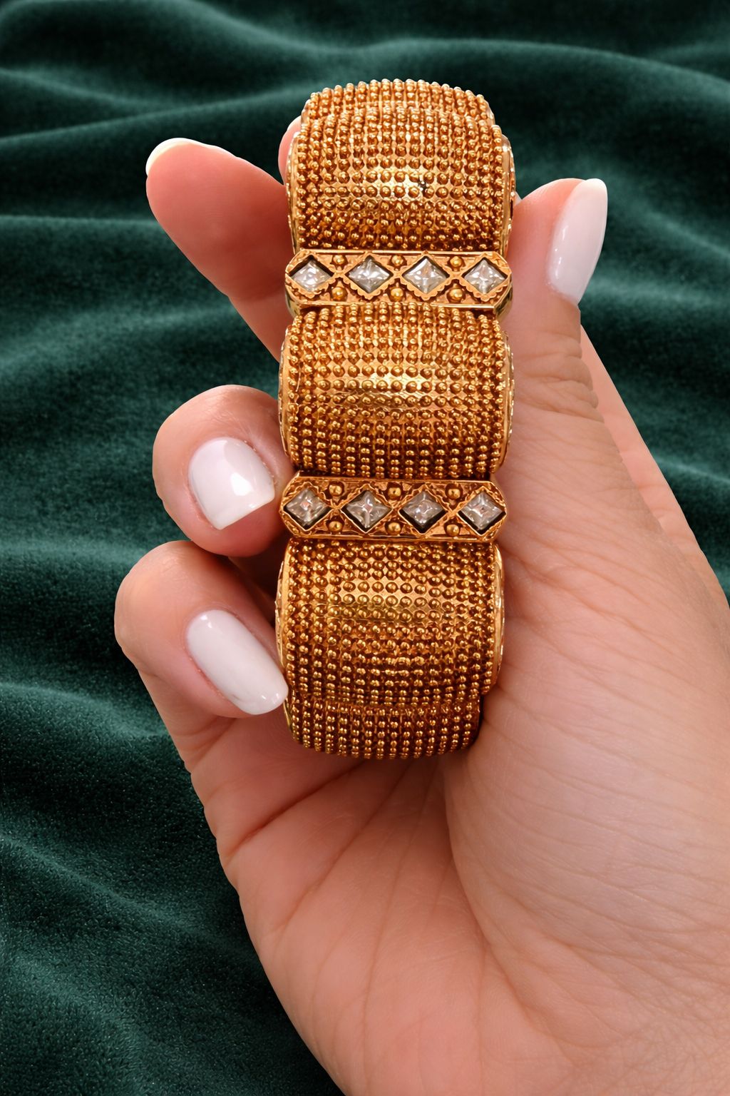 Gold Finish Traditional Rajasthani Nogri Gajra Openable Bangle